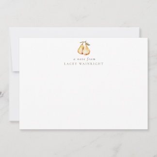 Watercolor Pears Personalized Stationery Card