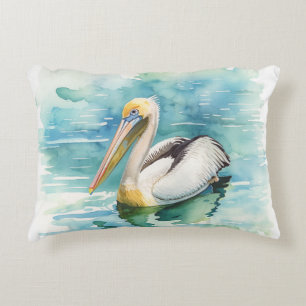 Watercolor Pelican Accent Pillow