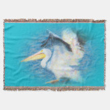 watercolor pelican blanket