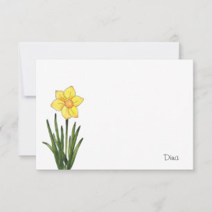 Watercolor, Pen & Ink Daffodil Note Card