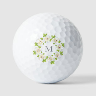 Watercolor, Pen & Ink Magnolia Wreath     Golf Balls