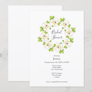 Watercolor, Pen & Ink Magnolia Wreath  Invitation
