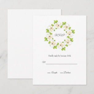 Watercolor, Pen & Ink Magnolia Wreath RSVP Card