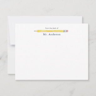 Watercolor Pencil Teachers Personalized  Card
