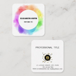 Watercolor pencils rainbow colours square business card