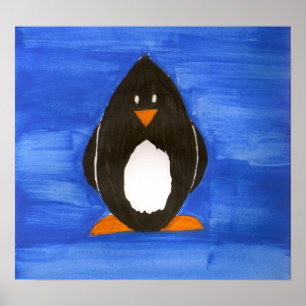 Watercolor Penguin Poster