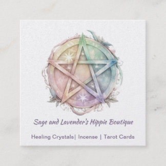 Watercolor Pentagram Occult Shop Square Business Card