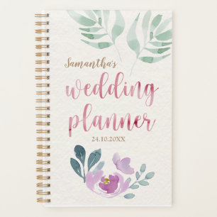 Watercolor Peonie dusty pink wedding planner