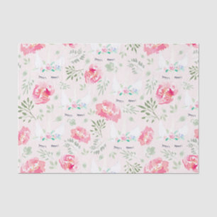 Watercolor Peonie Unicorn in Pink Tissue Paper