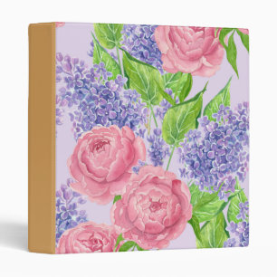 Watercolor peonies and lilacs binder