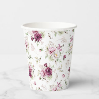 Watercolor Peonies Baby Shower theme paper cup