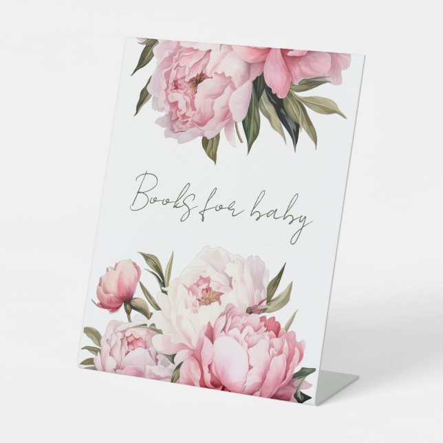Watercolor peonies books for baby sign (Front)
