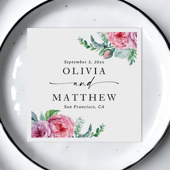 Watercolor peonies. Elegant boho floral wedding  Napkin (Creator Uploaded)