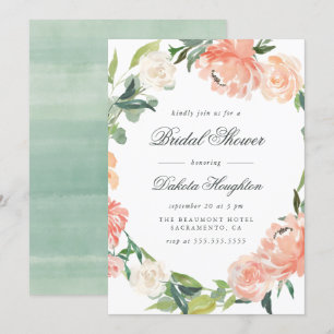 Watercolor Peonies & Eucalyptus Bridal Shower Invitation