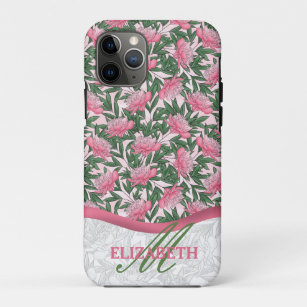 Watercolor Peonies Floral Pattern Pink Monogram Case-Mate iPhone Case