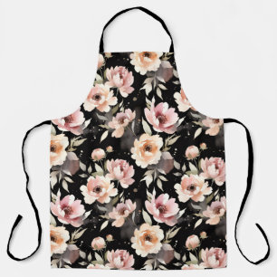 Watercolor Peonies with Pastel Wash Apron
