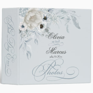 Watercolor Peony Anemone Dusty Blue Photos Binder