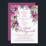 Watercolor Peony Bat Mitzvah Modern Floral Invitation<br><div class="desc">Watercolor Peony Bat Mitzvah Modern Floral Invitations features an elegant watercolor purple Peony flower frame in soft deep purple and dusty pink with green leaves on a white background with your Bat Mitzvah Invitation information in the centre. Personalize by editing the text in the text boxes provided. Designed for you...</div>