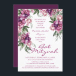 Watercolor Peony Bat Mitzvah Modern Floral Invitation<br><div class="desc">Watercolor Peony Bat Mitzvah Modern Floral Invitations features an elegant watercolor purple Peony flower frame in soft deep purple and dusty pink with green leaves on a white background with your Bat Mitzvah Invitation information in the centre. Personalize by editing the text in the text boxes provided. Designed for you...</div>