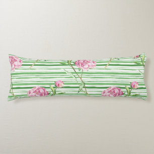 watercolor peony body pillow