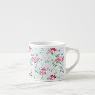 watercolor peony,butterfly watercolor espresso cup