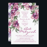 Watercolor Peony Corporate Logo Bat Mitzvah  Invitation<br><div class="desc">Watercolor Peony Corporate Logo Bat Mitzvah Invitations features an elegant watercolor purple Peony flower frame in soft deep purple and dusty pink with green leaves on a white background with your Bat Mitzvah Invitation information in the centre. Personalize by editing the text in the text boxes provided. Add your Corporate...</div>