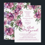 Watercolor Peony Corporate Logo Bat Mitzvah  Invitation<br><div class="desc">Watercolor Peony Corporate Logo Bat Mitzvah Invitations features an elegant watercolor purple Peony flower frame in soft deep purple and dusty pink with green leaves on a white background with your Bat Mitzvah Invitation information in the centre. Personalize by editing the text in the text boxes provided. Add your Corporate...</div>