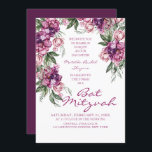 Watercolor Peony Corporate Logo Bat Mitzvah Invitation<br><div class="desc">Watercolor Peony Corporate Logo Bat Mitzvah Invitations features an elegant watercolor purple Peony flower frame in soft deep purple and dusty pink with green leaves on a white background with your Bat Mitzvah Invitation information in the centre. Personalize by editing the text in the text boxes provided. Add your Corporate...</div>