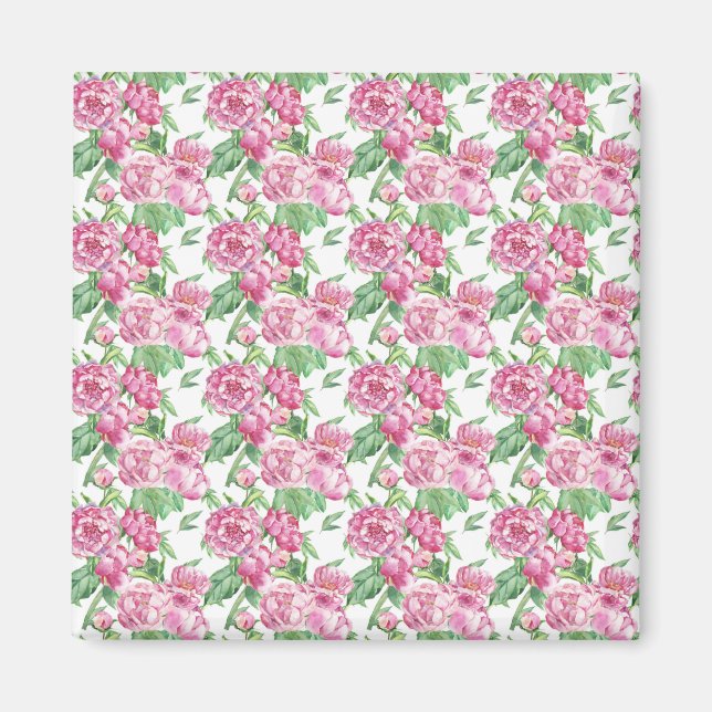 Watercolor peony field magnet (Front)