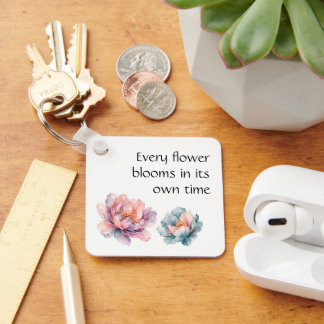 Watercolor Peony Floral Keychain