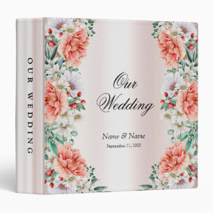 Watercolor Peony Flower Album Binder