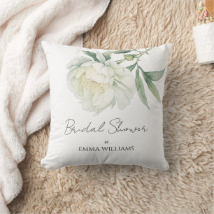 Watercolor Peony Flower   Bridal Shower Throw Pillow