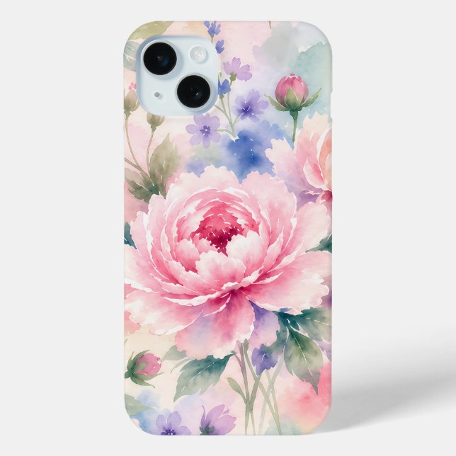 Watercolor Peony Flower Case-Mate iPhone Case (Back)