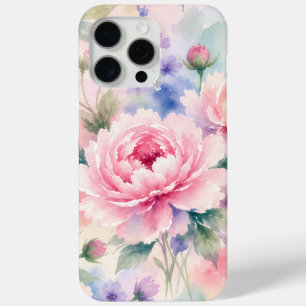 Watercolor Peony Flower iPhone 15 Pro Max Case