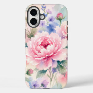 Watercolor Peony Flower iPhone 16 Plus Case