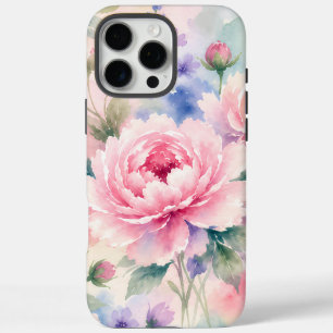 Watercolor Peony Flower iPhone 16 Pro Max Case