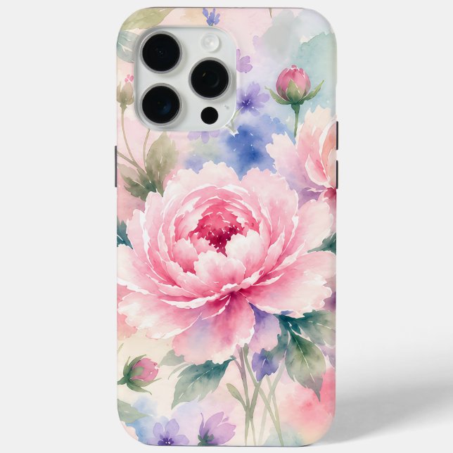 Watercolor Peony Flower Case-Mate iPhone Case (Back)
