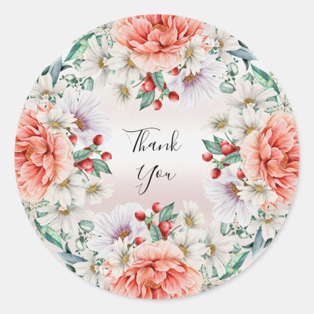 Watercolor Peony Flower Sticker (Front)