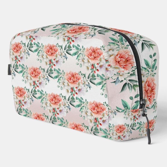 Watercolor Peony Flower Toiletry Bag (Right Corner)