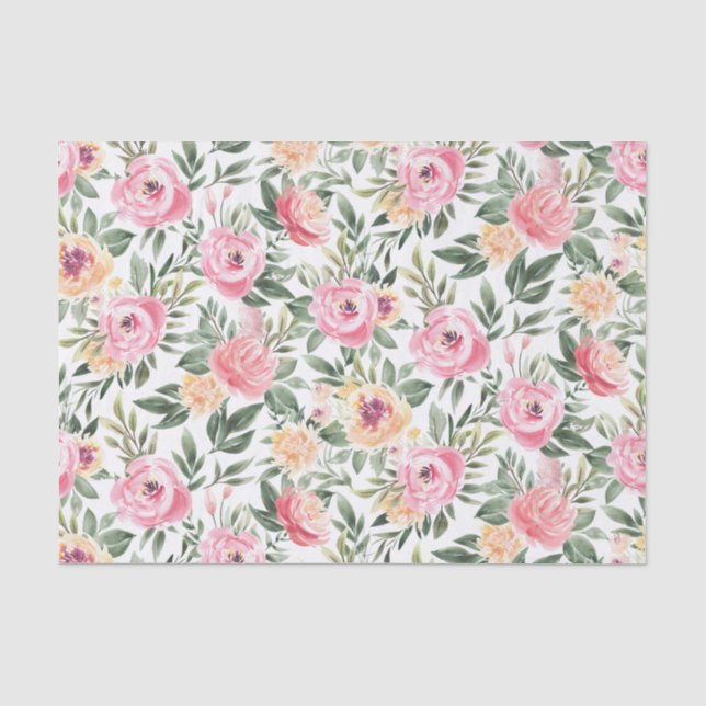 Watercolor Peony Gift Tissue Paper (Front)