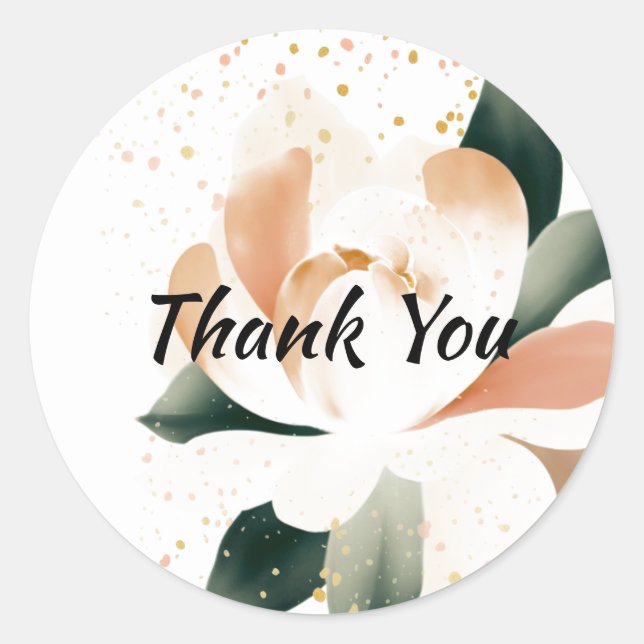 Watercolor Peony Gold Speckled Sticker (Front)