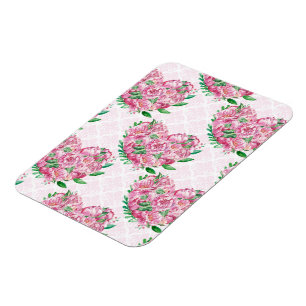 watercolor peony heart magnet