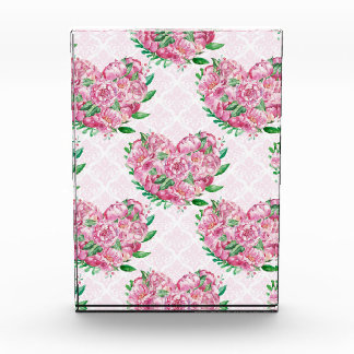 watercolor peony heart photo block