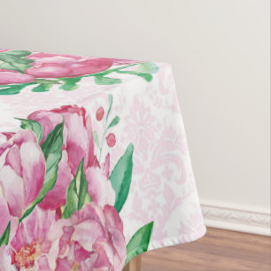 watercolor peony heart tablecloth
