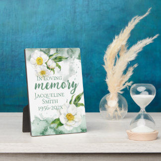 Watercolor Peony Memorial Keepsake Plaque