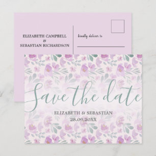 Watercolor Peony Ombre Announcement Postcard