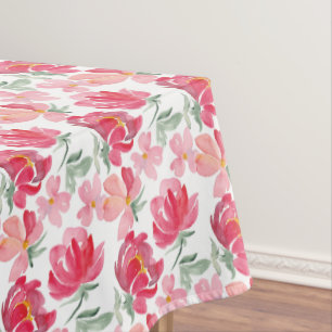 Watercolor Peony Pattern Tablecloth