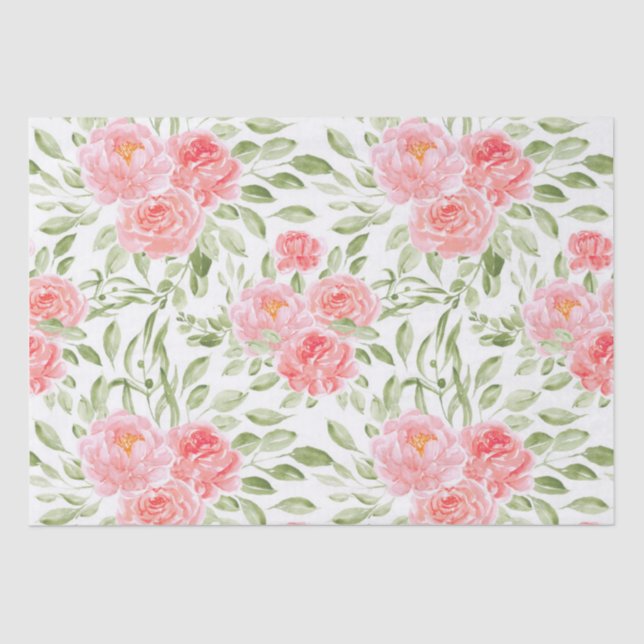 Watercolor Peony Pattern Tissue Paper (Front)