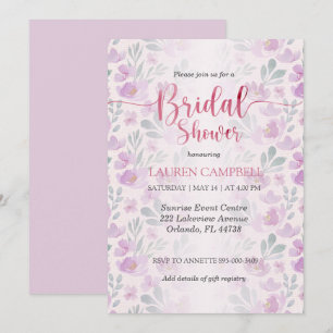 Watercolor Peony Pink and Purple Invitation