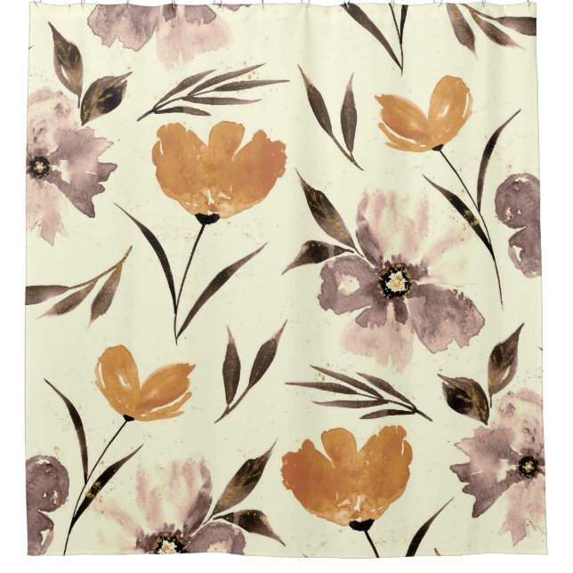 Watercolor peony poppy, abstract floral pattern. (Front)